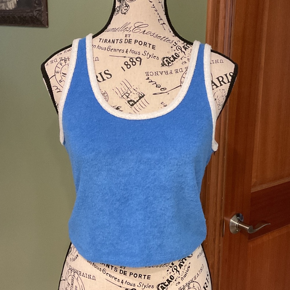 Hollister Blue Tank Top with White Trim, Size M